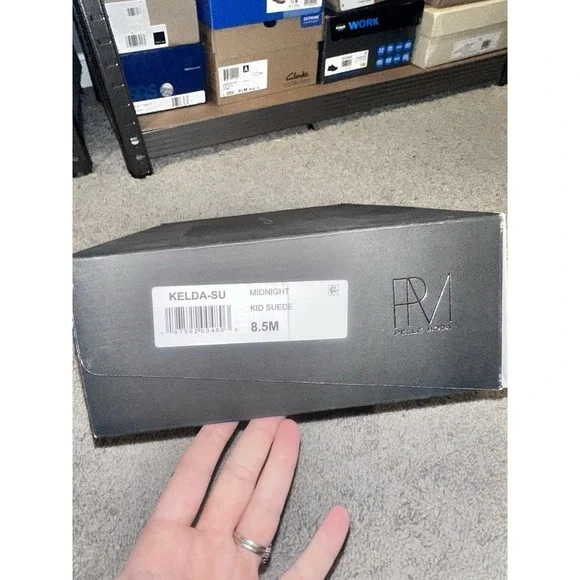 NWB Pelle Moda 8.5m KELDA-SU Slingback Pumps Navy Kid Suede Beige Shoes - Picture 6 of 6